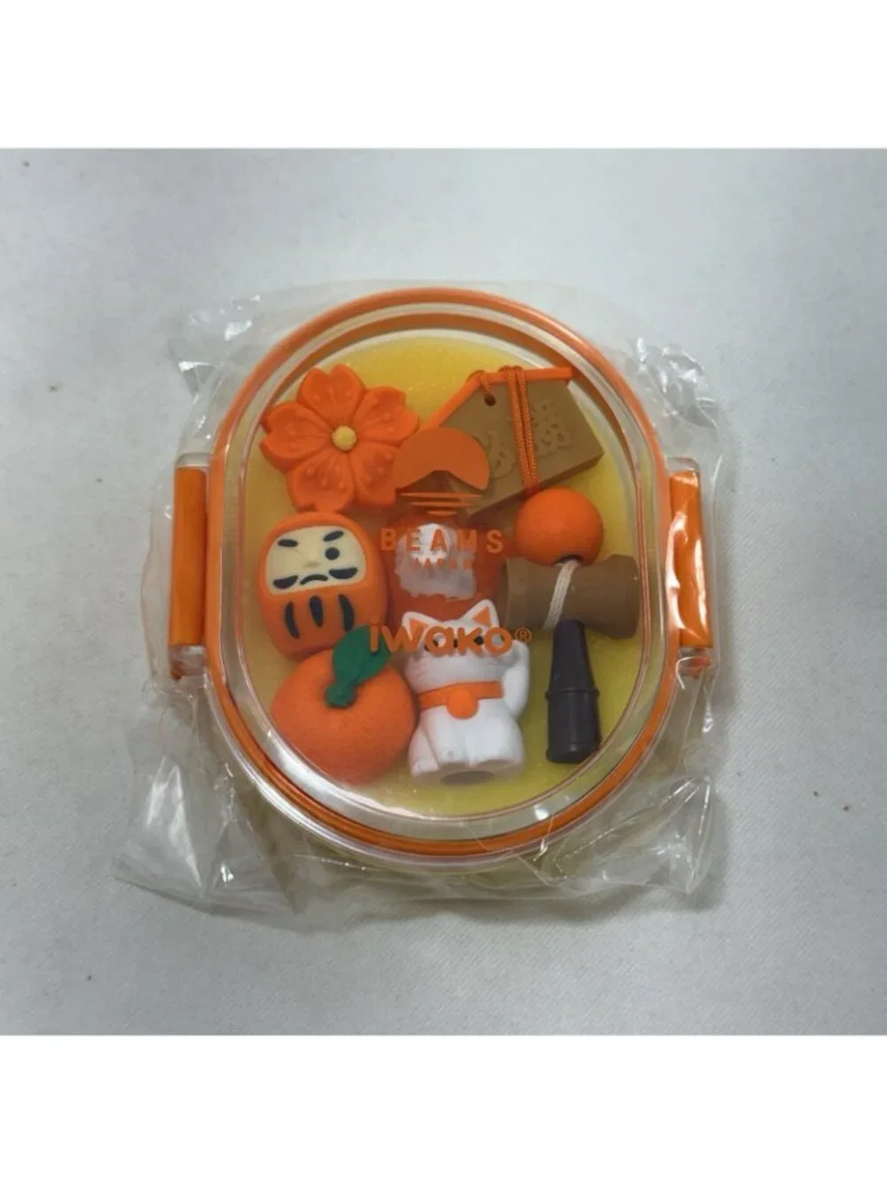 Iwako Beams Japanese Fancy Eraser Set Lucky Charm Neko Cat Bento Lunchbox Rubber